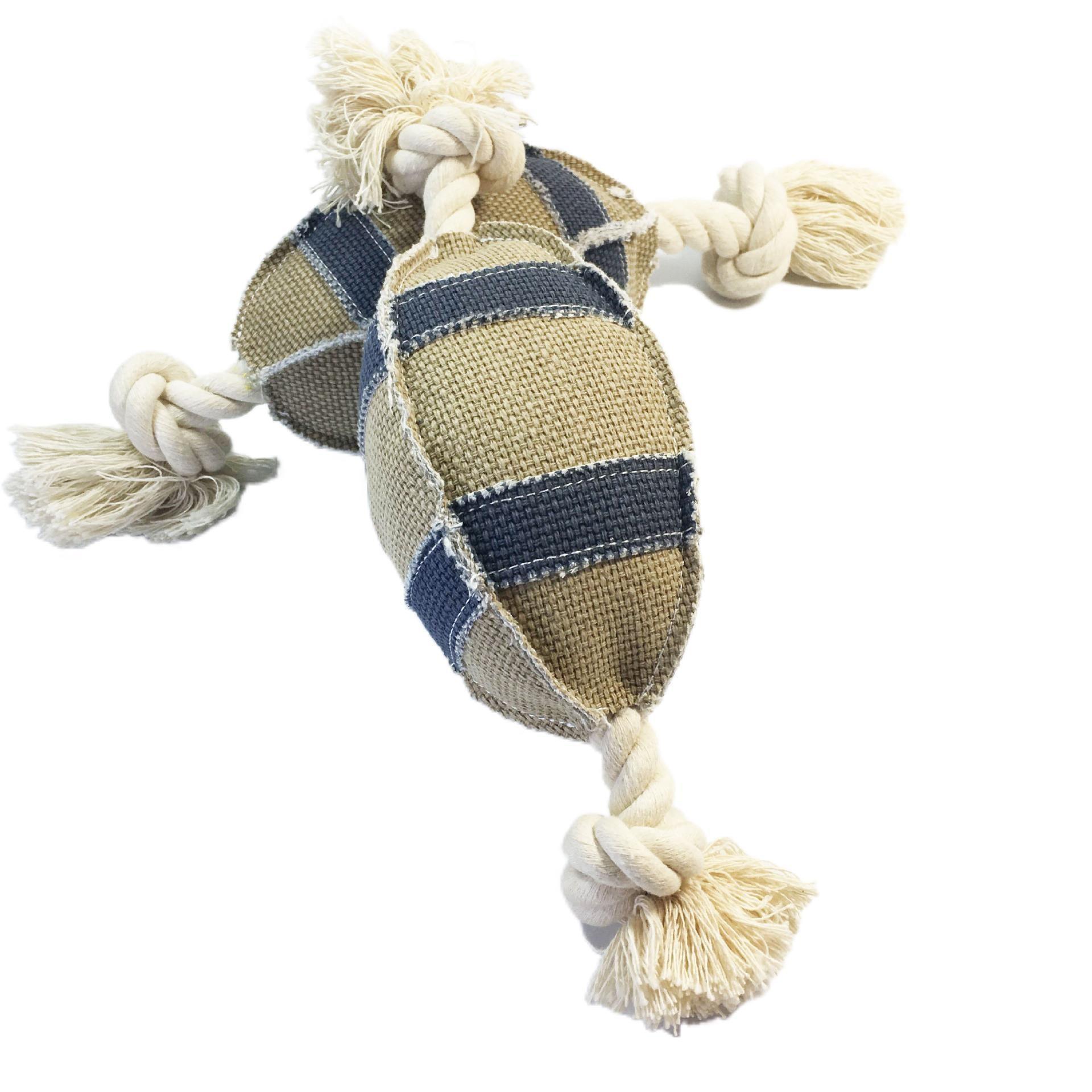 Durable Linen Cotton Rope Dog Toy For Rugby Training - Bite Resistant And Engaging