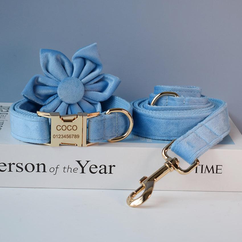 LUXURY VELVET DOG COLLAR  AND LEASH SET
