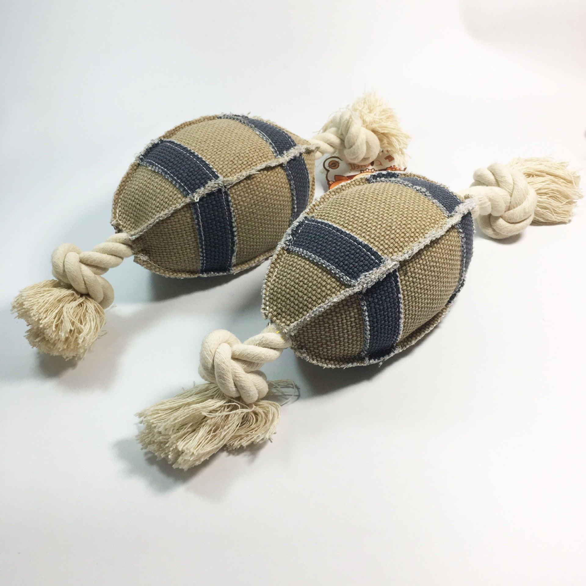 Durable Linen Cotton Rope Dog Toy For Rugby Training - Bite Resistant And Engaging