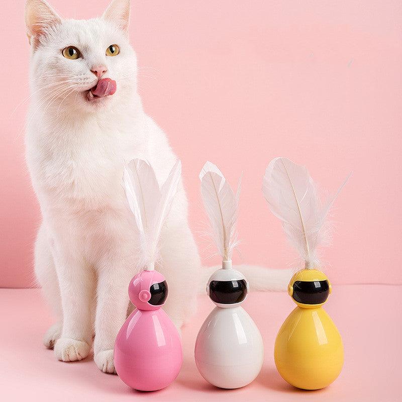 Funny Cat Tumbler Toy: Interactive Feathered Fun For Feline Friends