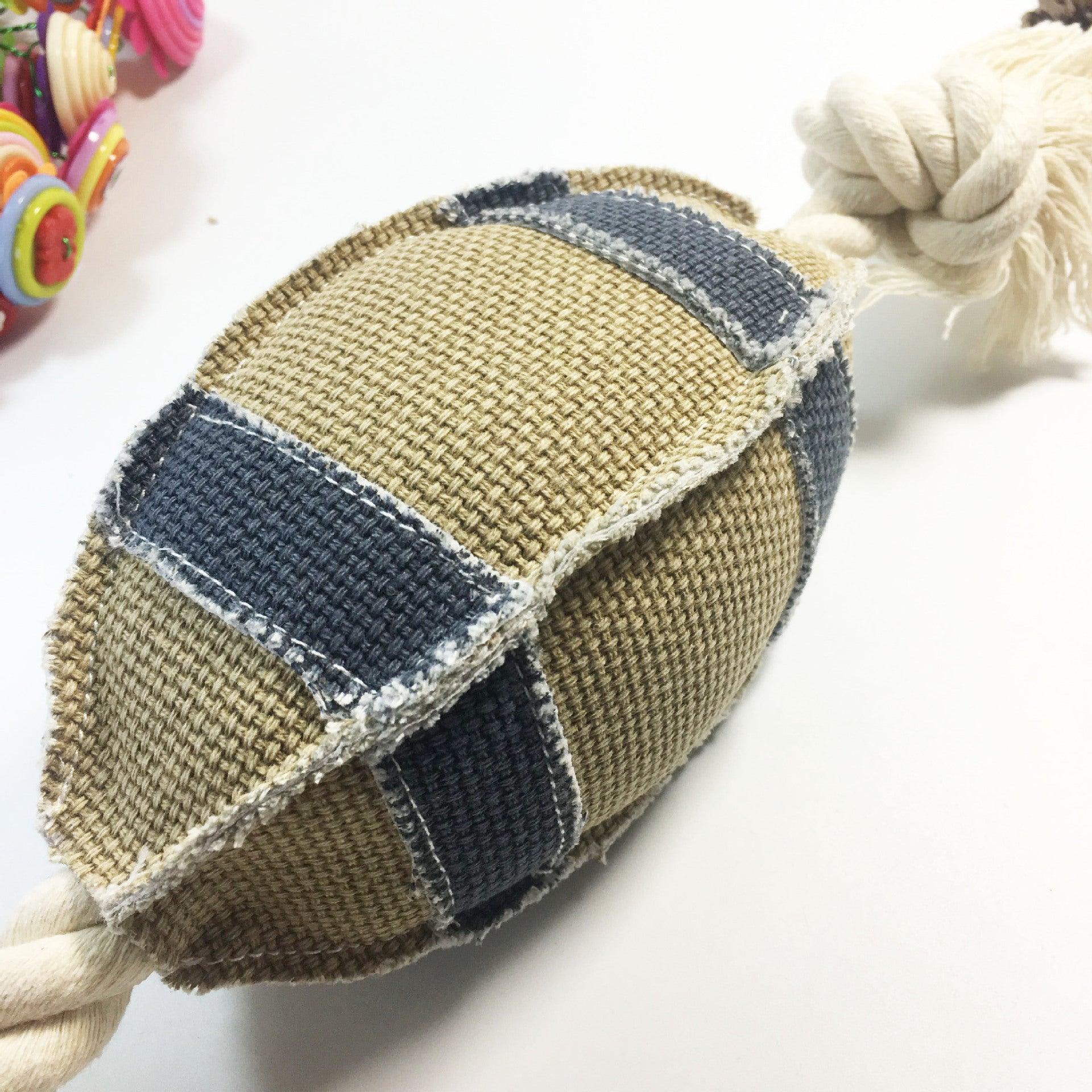 Durable Linen Cotton Rope Dog Toy For Rugby Training - Bite Resistant And Engaging